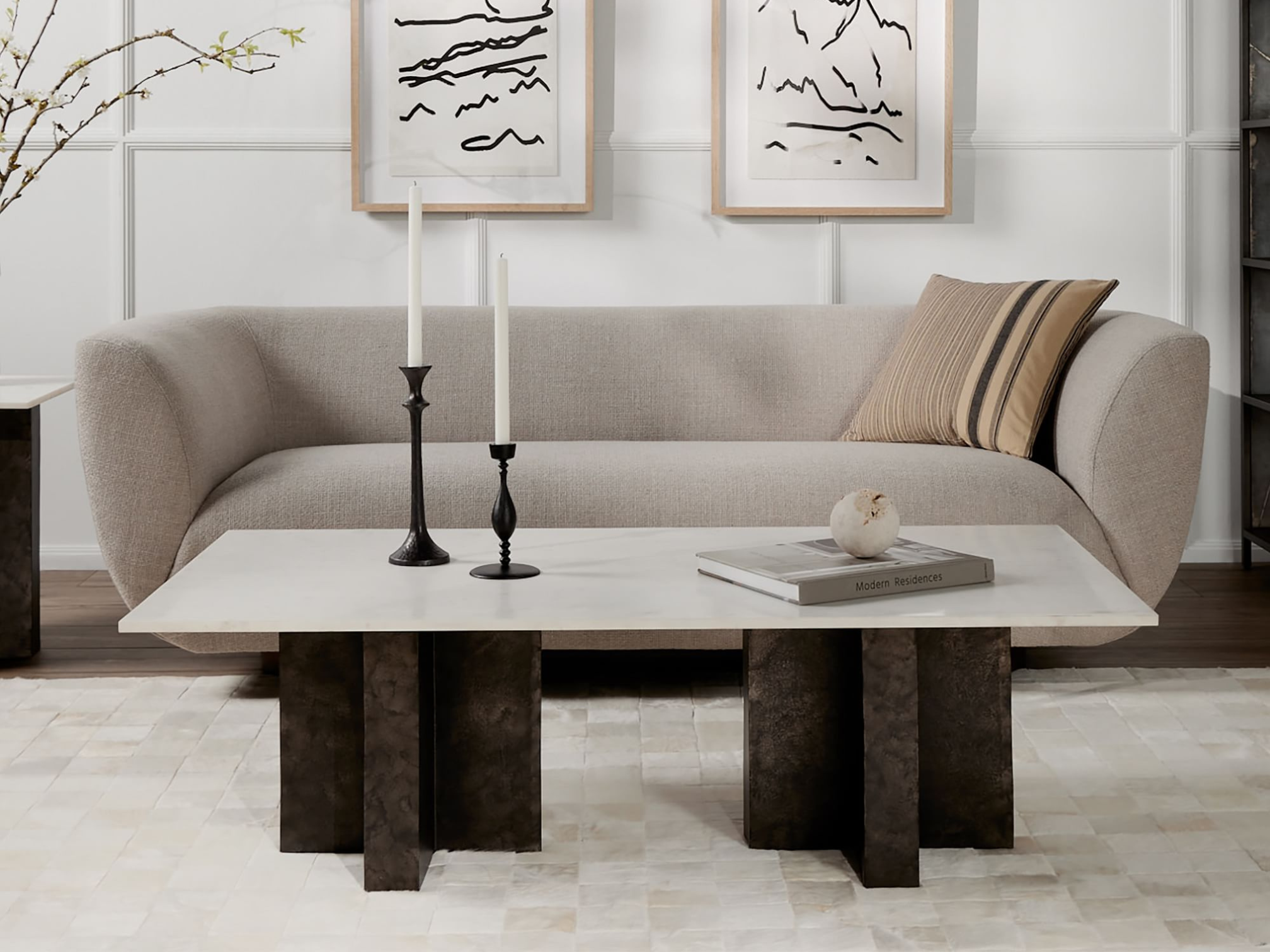 Arilyn Curved Pedestal Sofa - Image 10